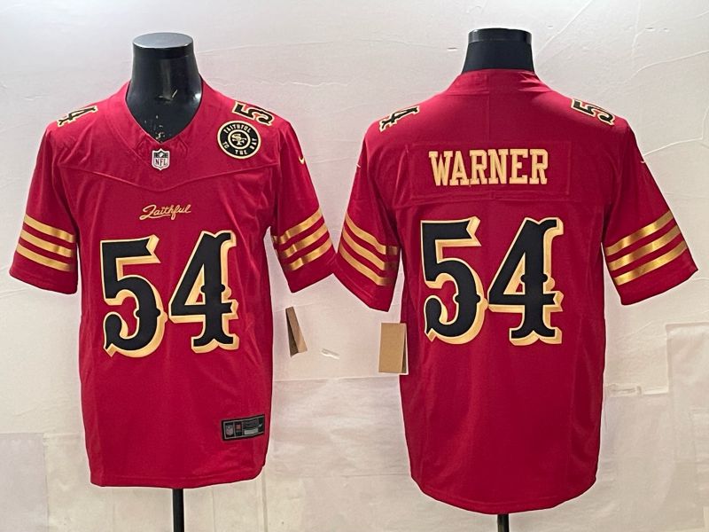Men 2025 Nike San Francisco 49ers #54 Warner Red gold 5th generation Limited NFL Jersey 0062->new york yankees->MLB Jersey